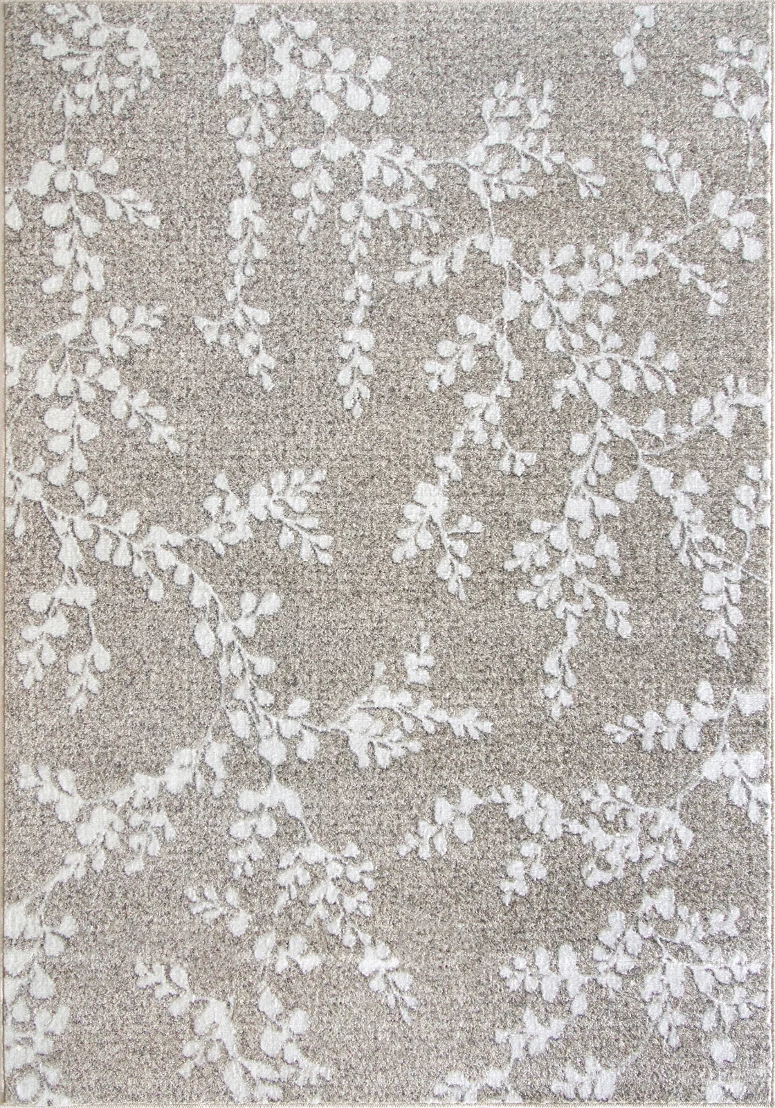 detaliu model floral pe covor bej modern