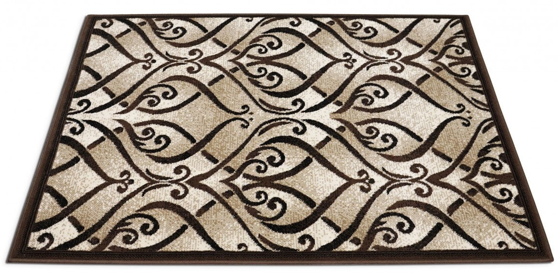 detaliu model ornamental si textura covor bej maro