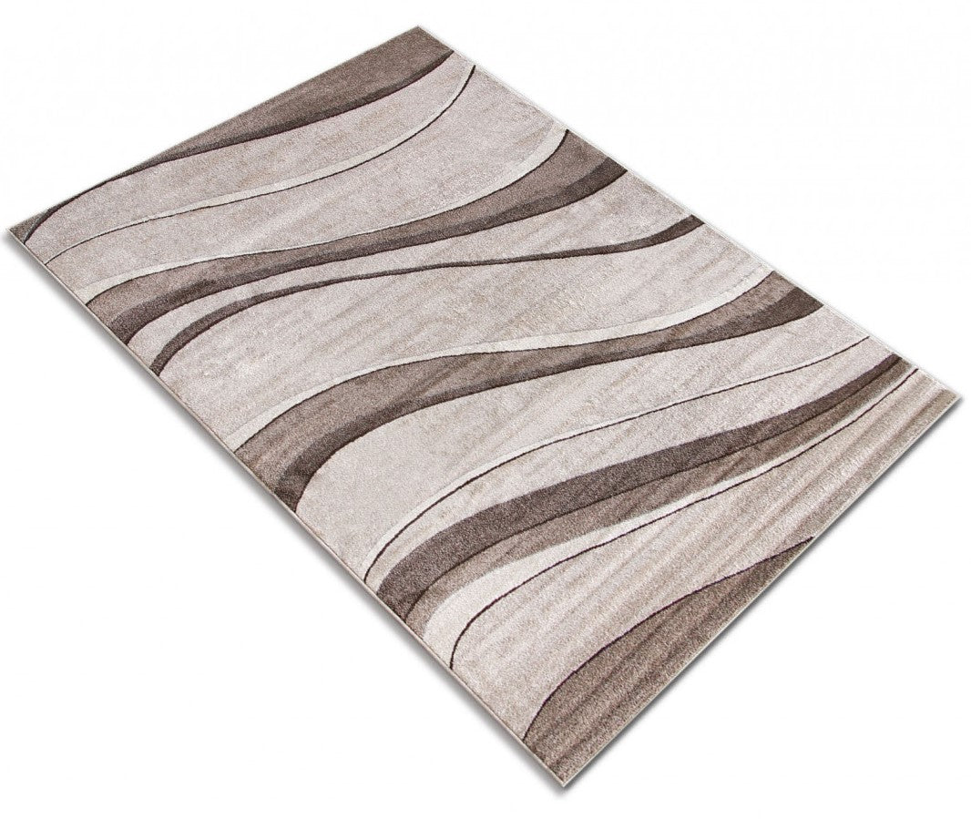 Covor abstract bej maro modern pentru dormitor sau living