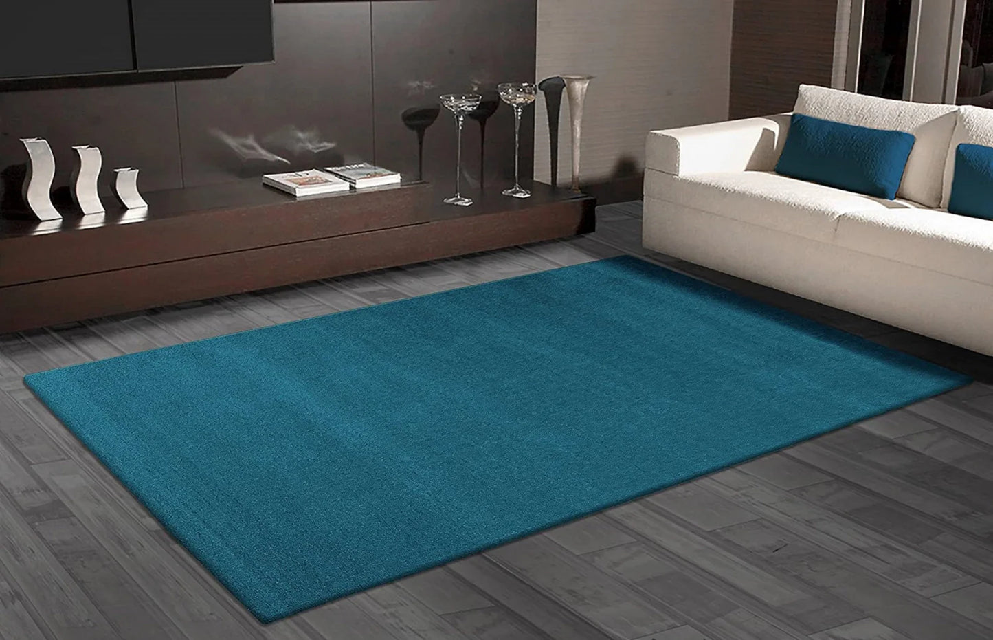 Covor albastru pentru living modern, covor camera elegant si confortabil, ideal pentru decor interior si relaxare