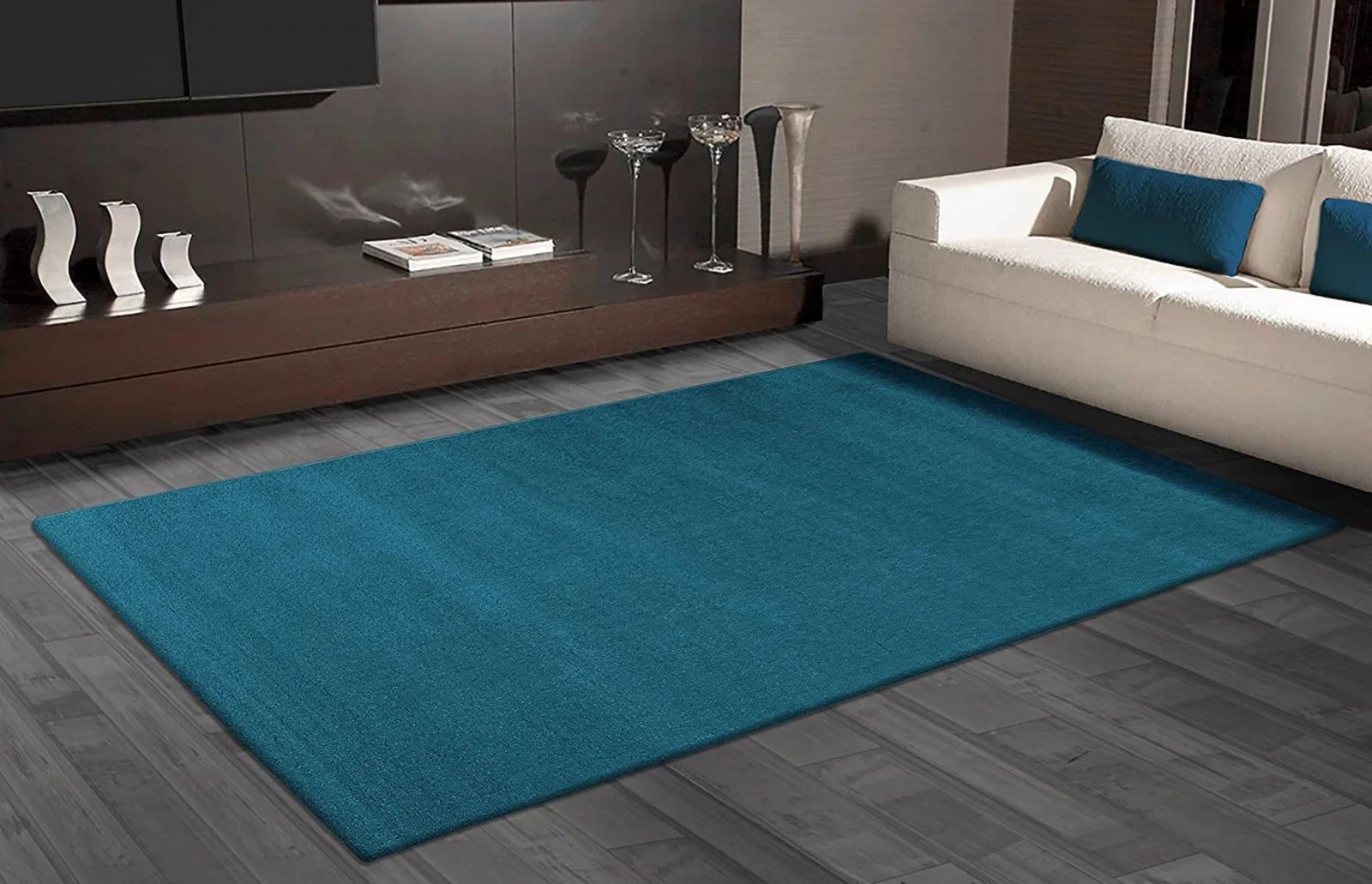 Covor albastru pentru living modern, covor camera elegant si confortabil, ideal pentru decor interior si relaxare