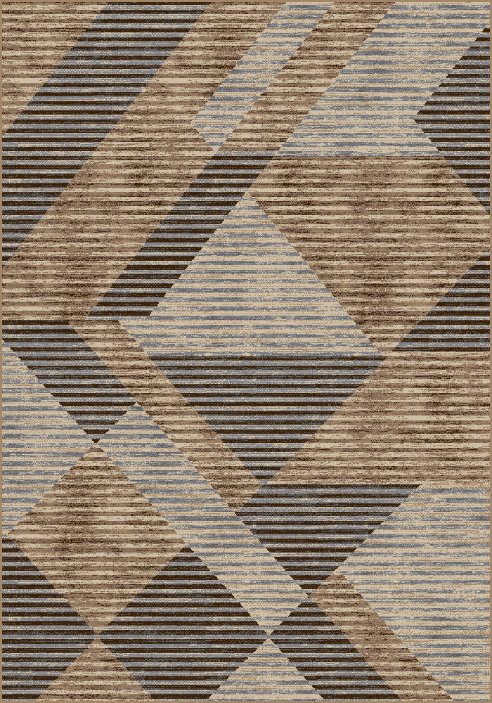 Covor bej maro design geometric modern potrivit pentru living