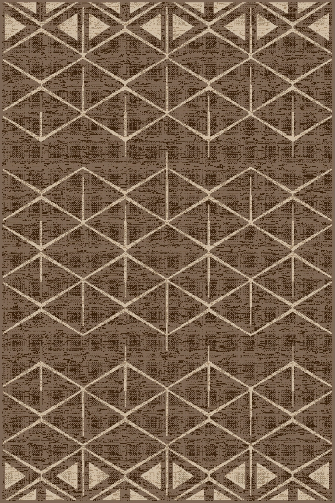 Covor bej maro model geometric abstract potrivit pentru living modern