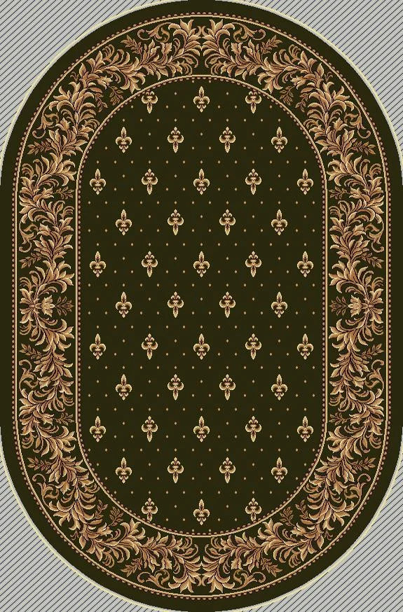 Covor bisericesc oval verde cu crini, model clasic