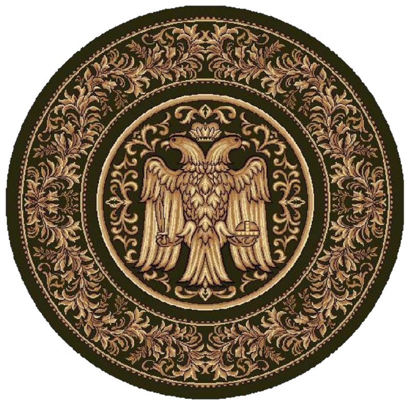 Covor bisericesc rotund verde, model clasic