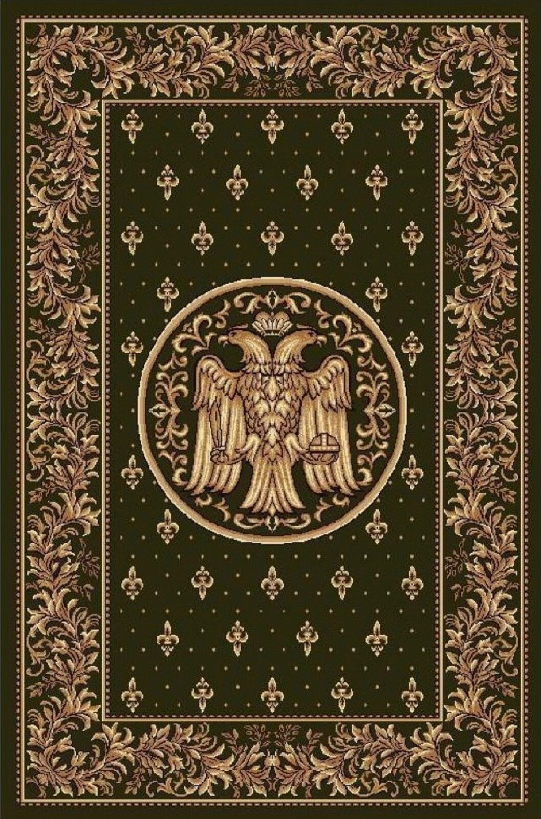 Covor bisericesc verde cu model traditional si simbol religios