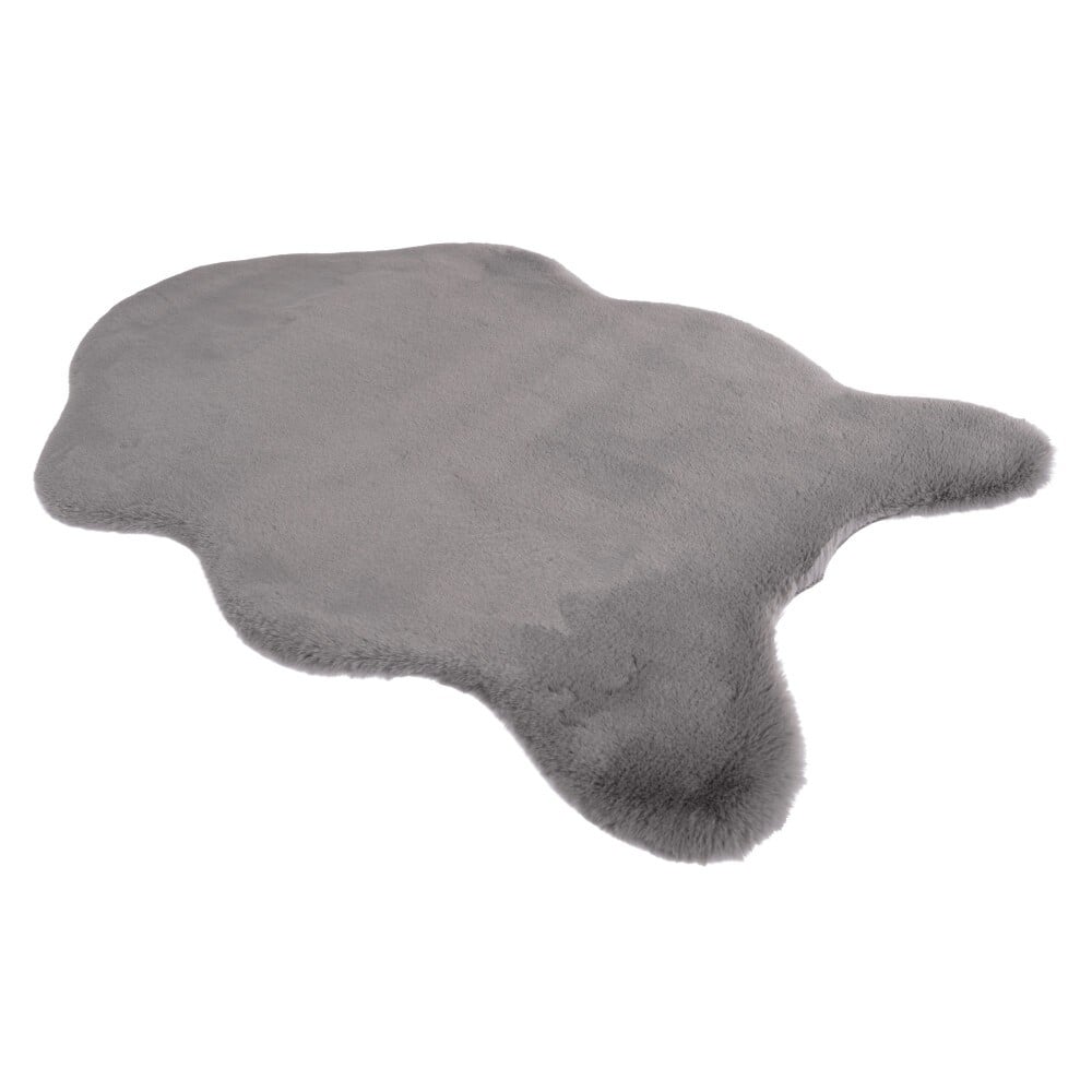 Covor blanita gri forma naturala, pufos si moale, ideal pentru dormitor sau decor cozy