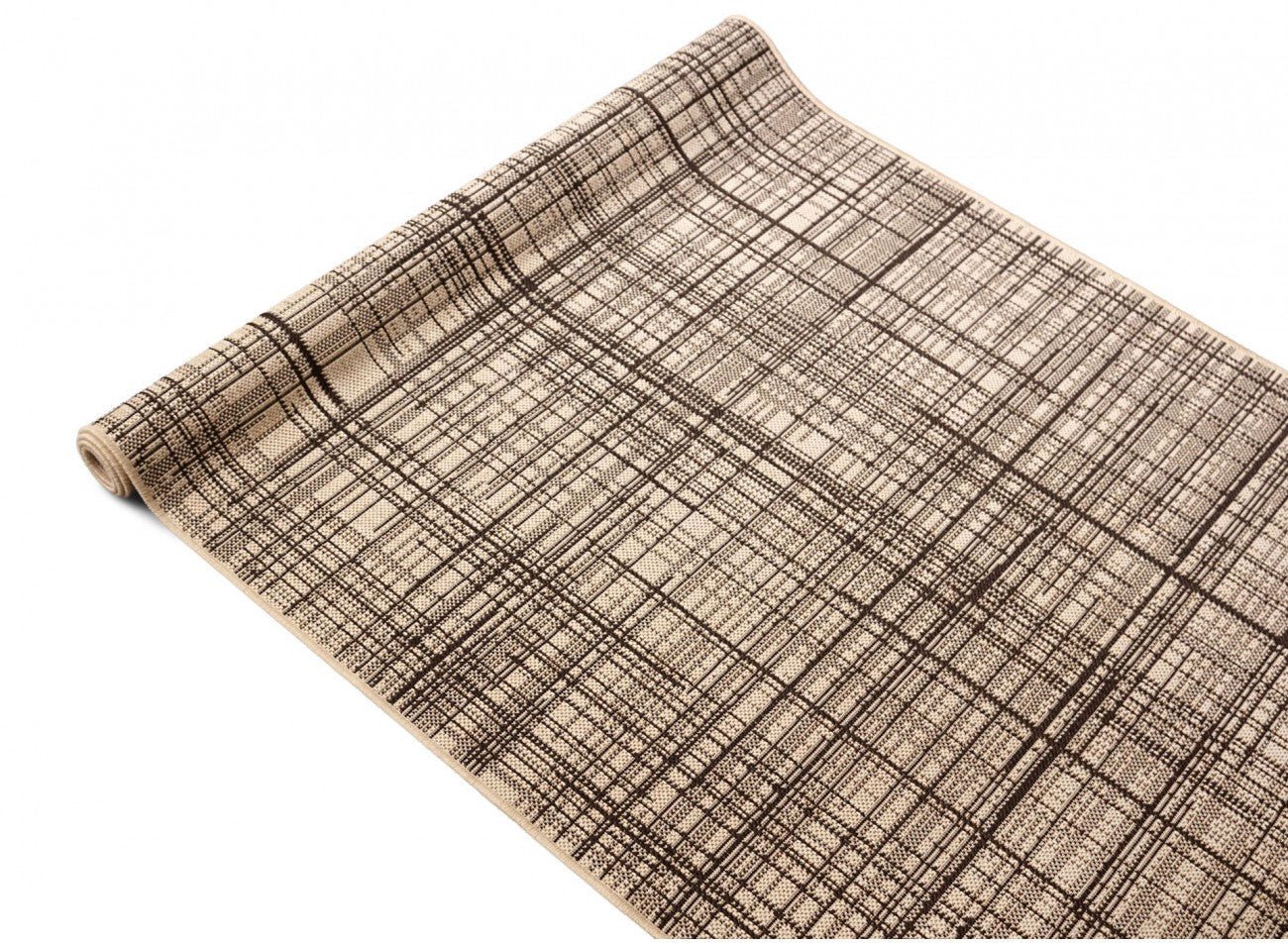 Covor bucatarie bej maro rulat, covor antiderapant modern pentru bucatarie