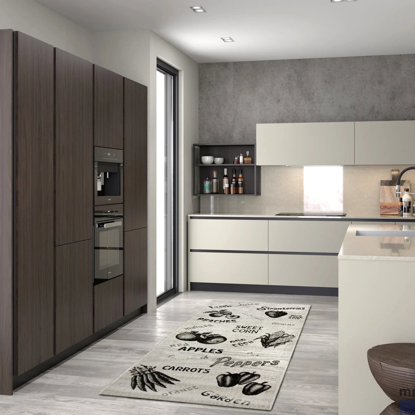 covor bucatarie bej model fructe legume covor modern pentru bucatarie usor de curatat