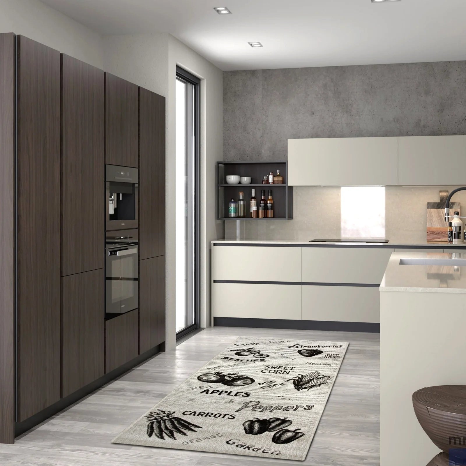 covor bucatarie bej model fructe legume covor modern pentru bucatarie usor de curatat