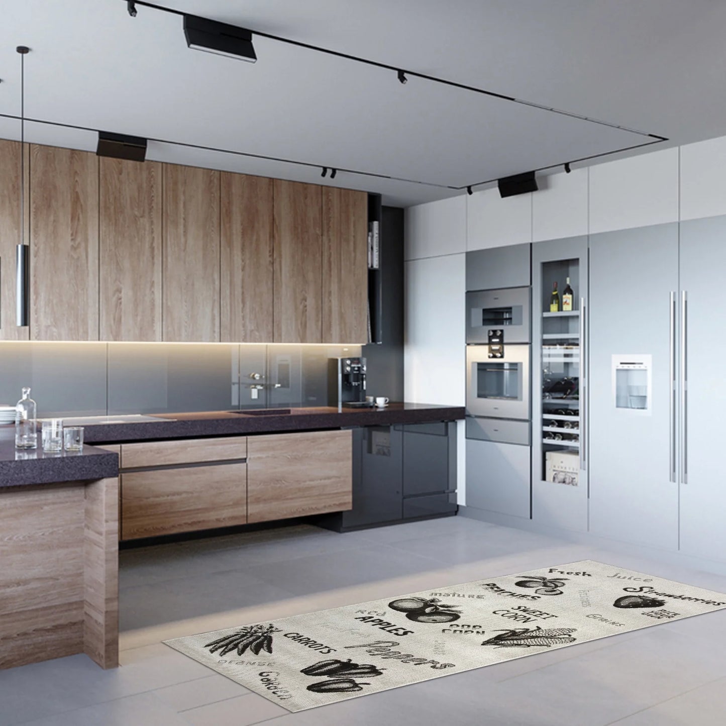 covor bucatarie lung bej model decorativ covor bucatarie rezistent trafic intens
