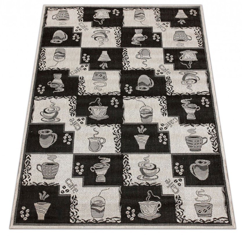 Covor bucatarie maro bej model decorativ cu design modern usor de intretinut