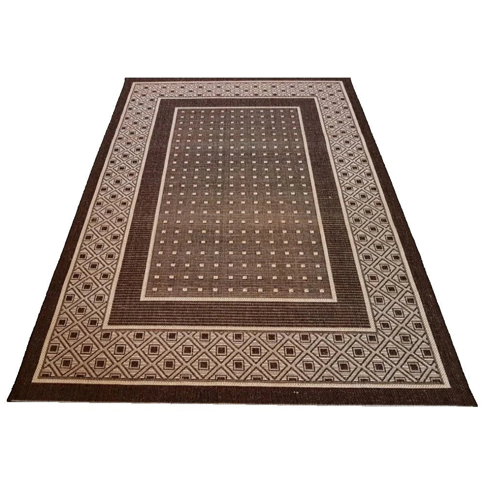 Covor bucatarie maro model geometric modern usor de intretinut
