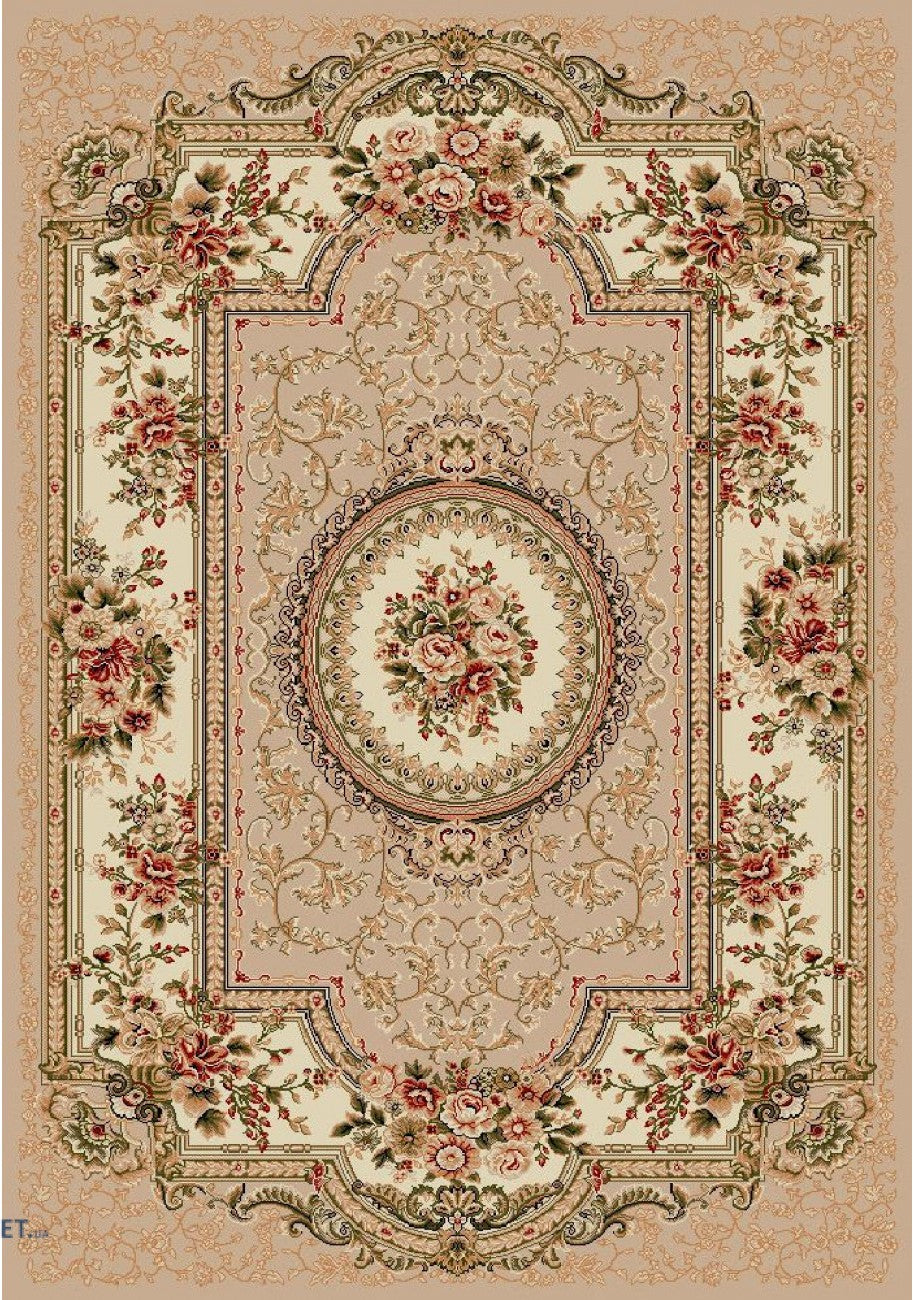 Covor clasic floral, culoare bej