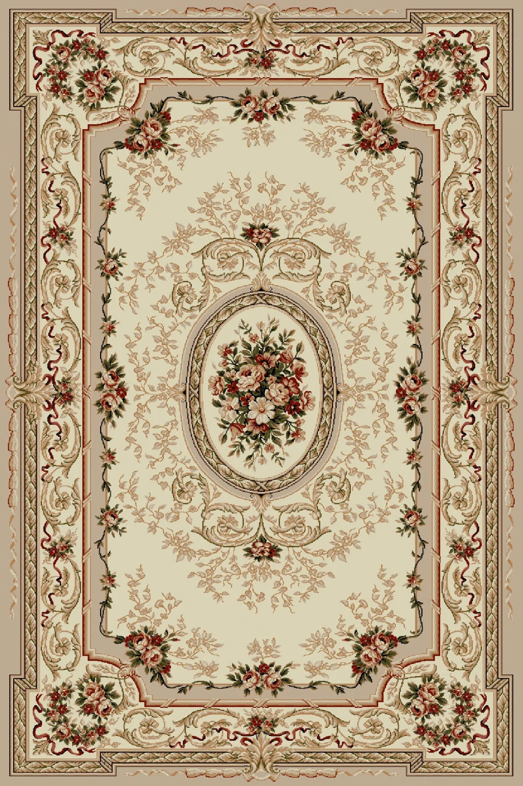 covor-clasic-floral-crem-bej-lotos-living