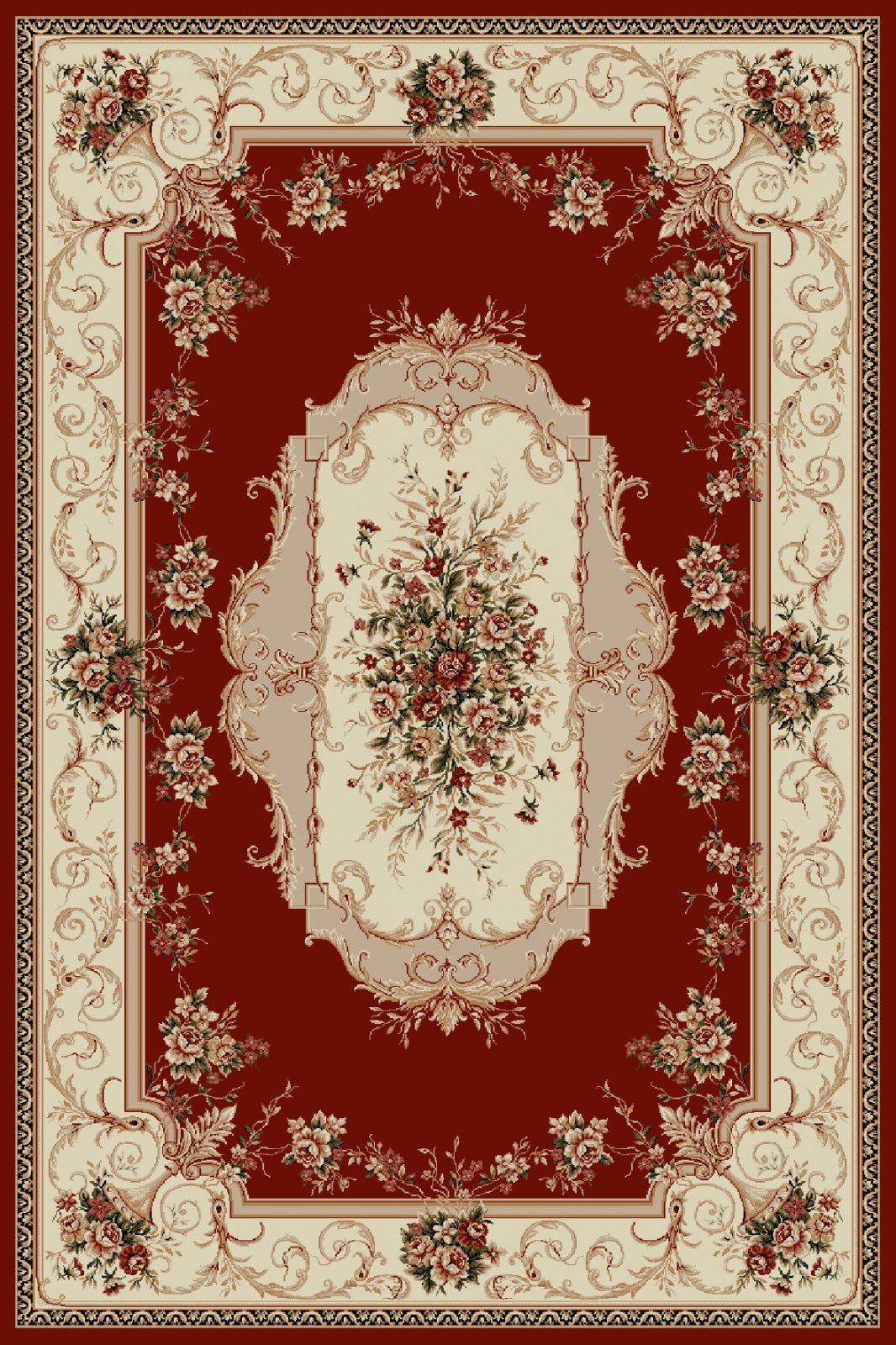 covor clasic floral grena 507