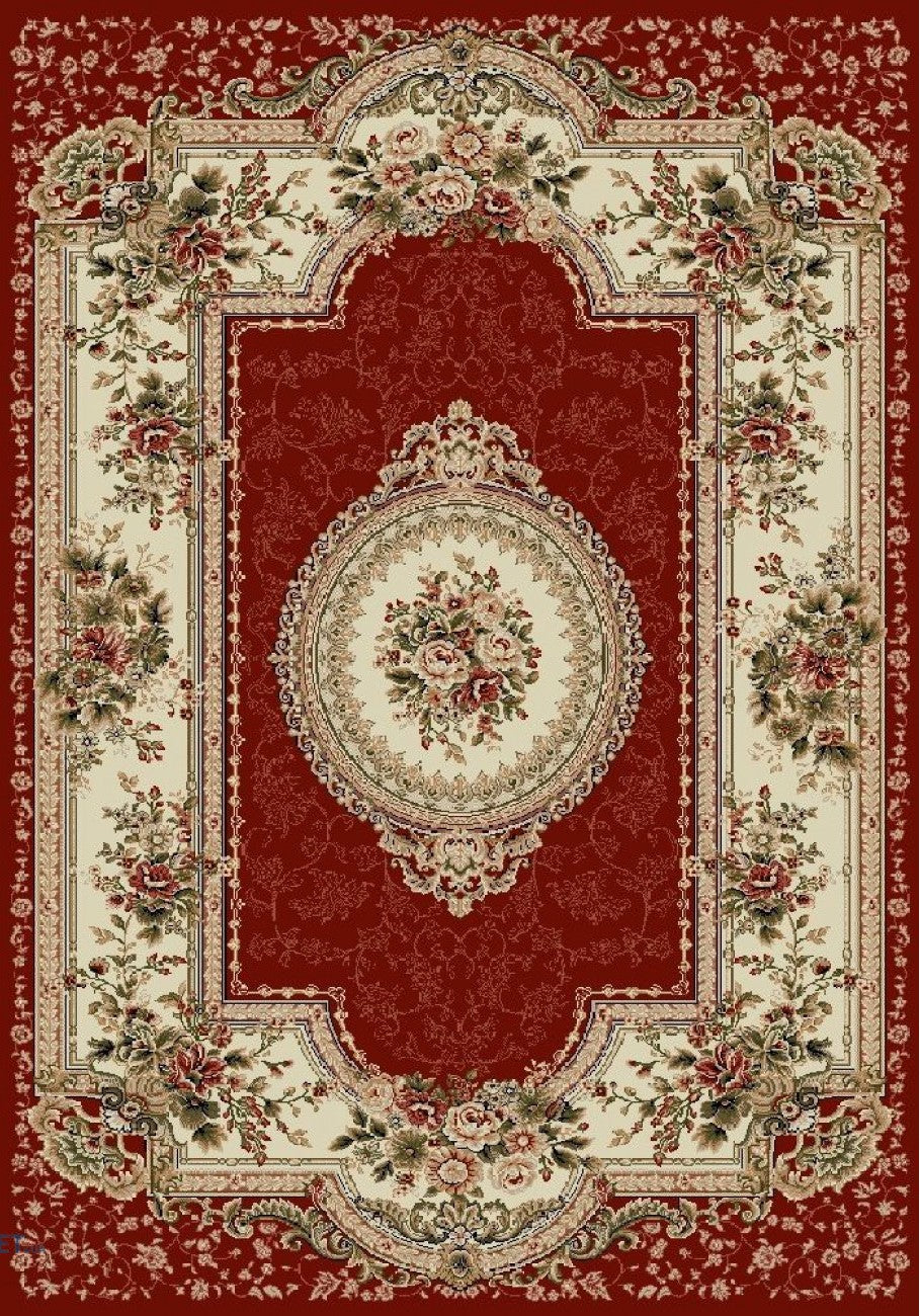 Covor clasic floral, culoare grena