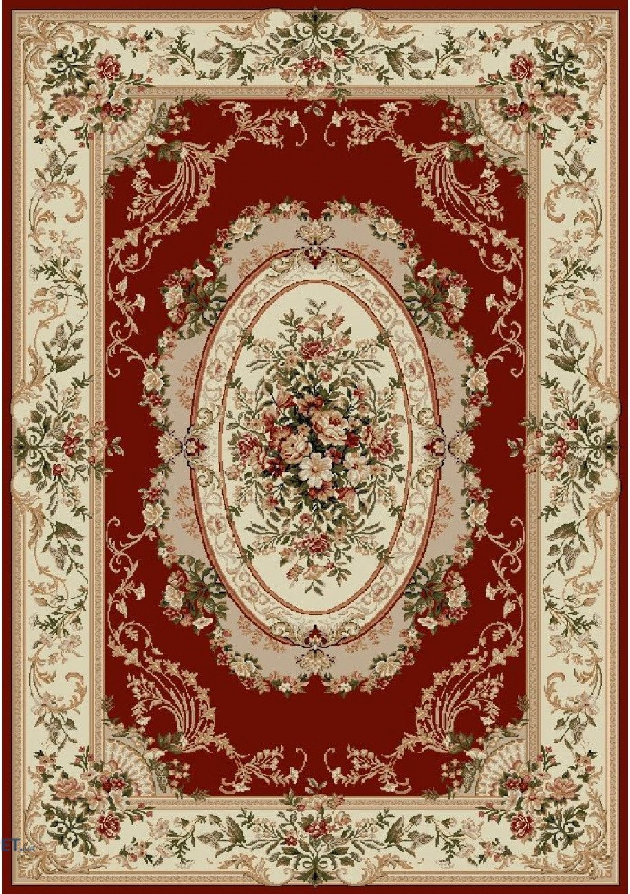 Covor clasic floral bej crem cu model traditional, ideal pentru living sau dormitor