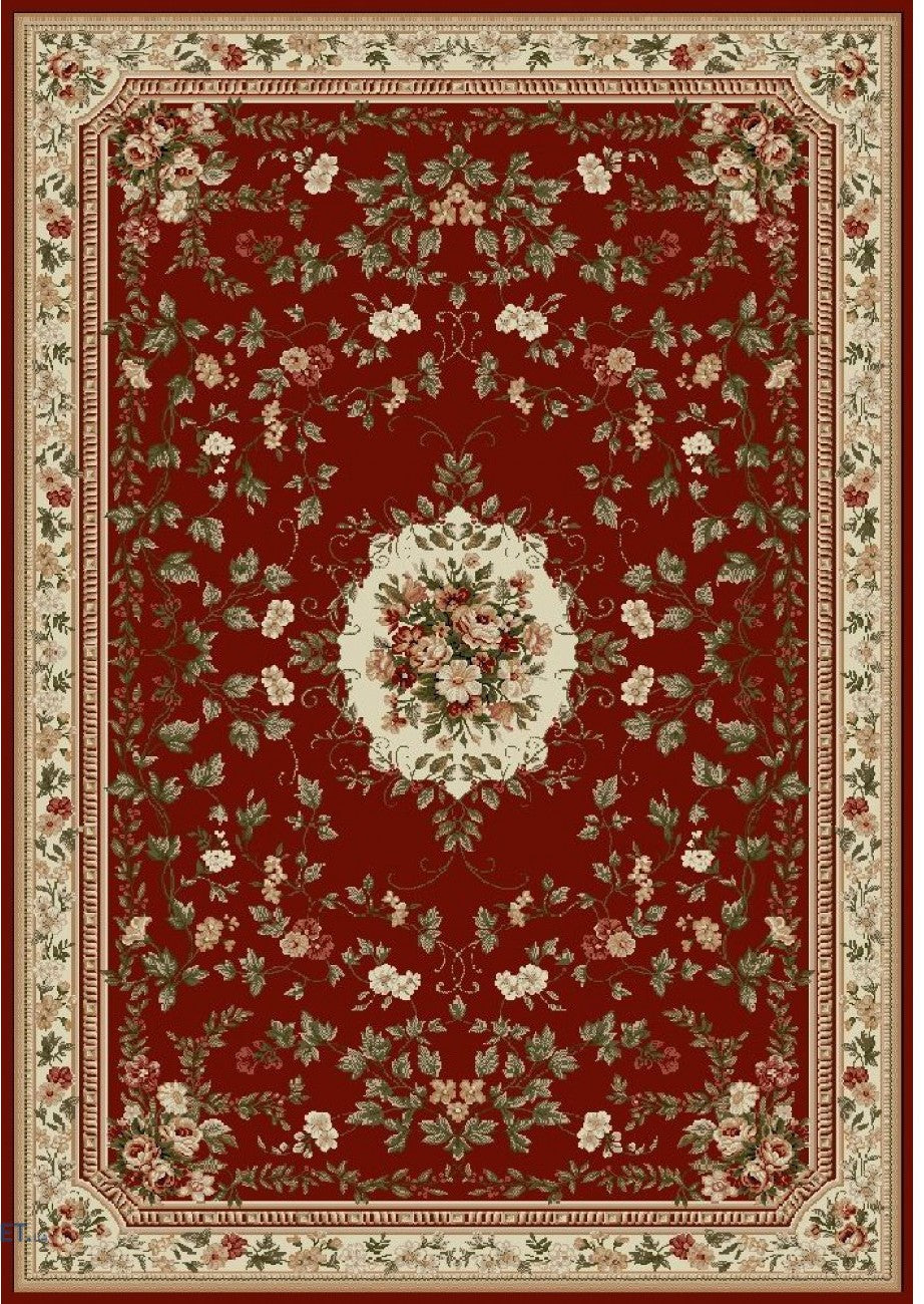 Covor clasic floral grena, ideal pentru living și dormitor