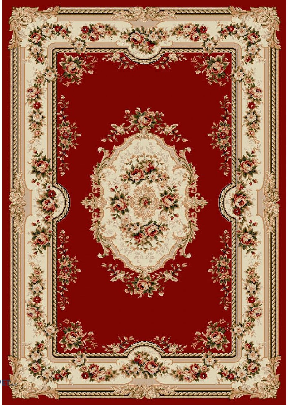 Covor clasic floral grena, model potrivit pentru living sau dormitor