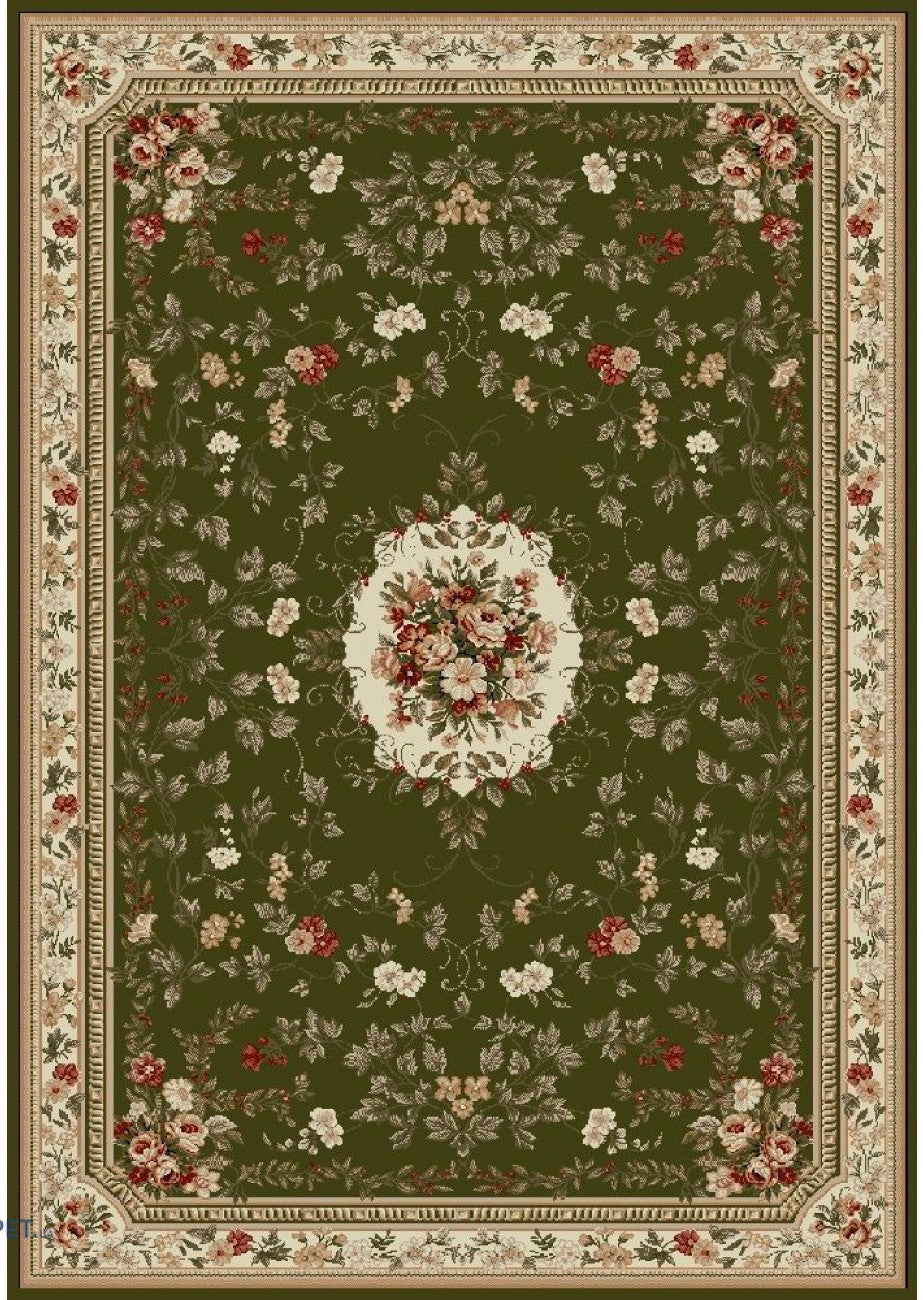 Covor clasic floral, culoare verde
