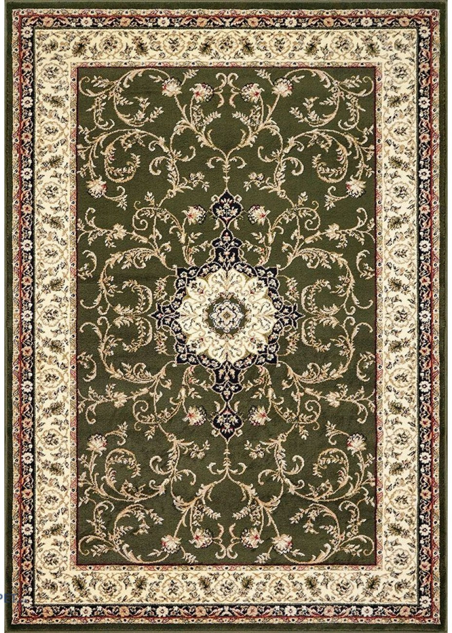 Covor clasic floral, culoare verde