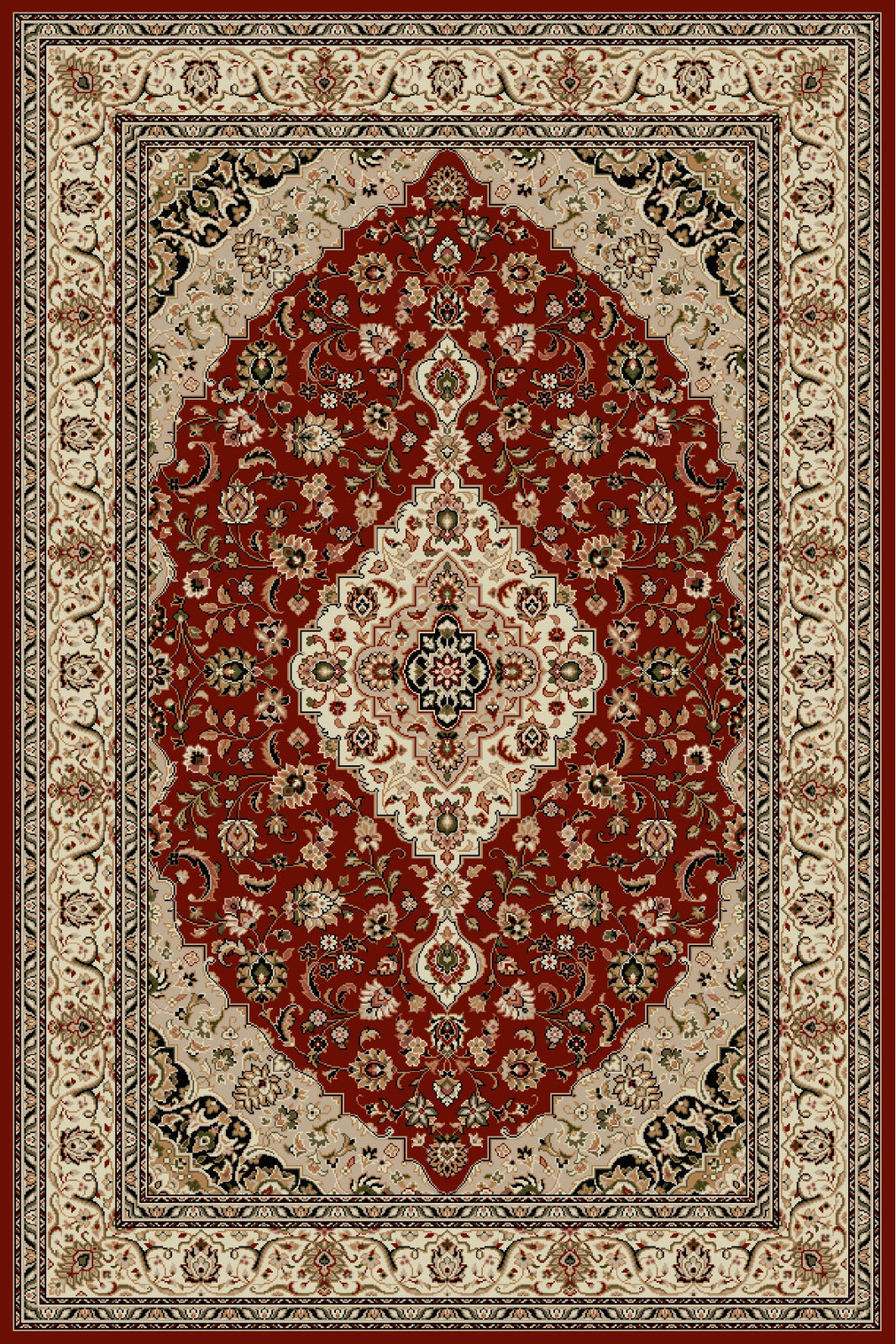 Covor clasic grena cu model traditional, ideal pentru living sau dormitor