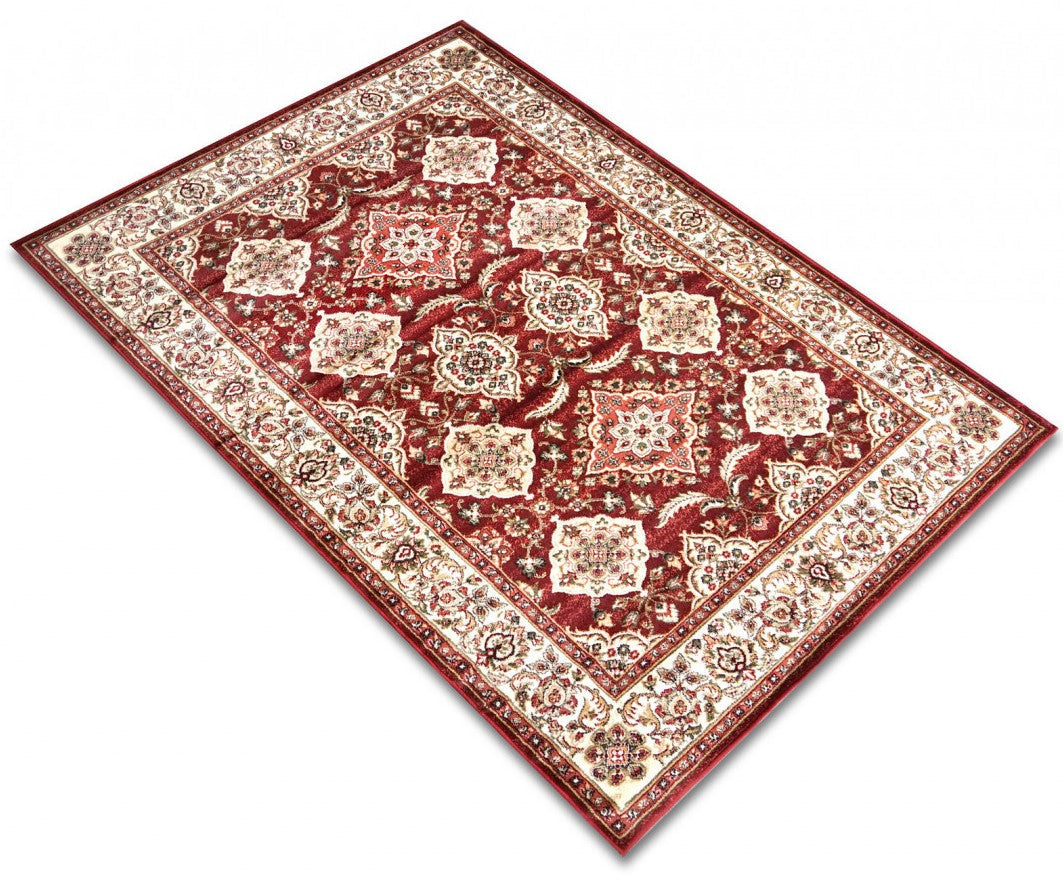 Covor clasic grena cu design elegant si motive traditionale