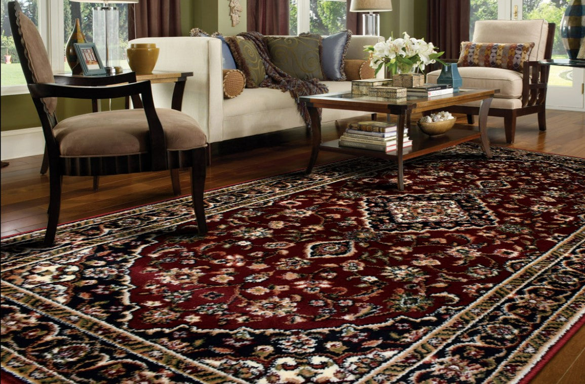 Covor clasic grena in living, ideal pentru un interior elegant