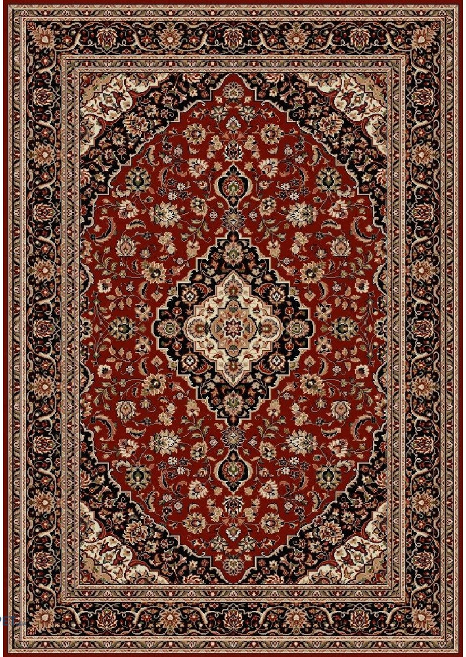 Covor clasic grena cu model traditional, potrivit pentru living sau dormitor