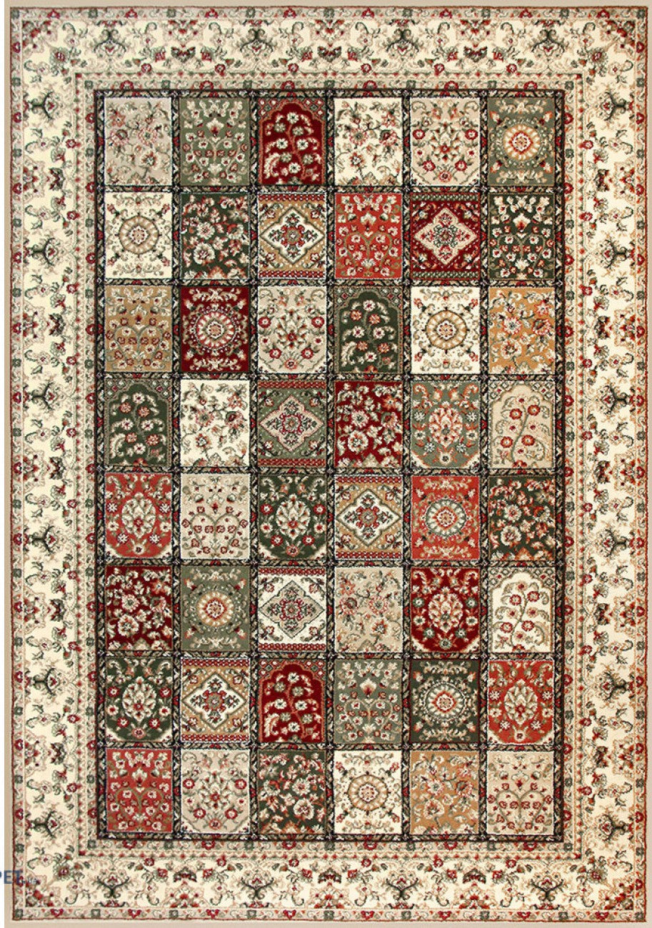 covor clasic multicolor cu model patchwork, vedere completa