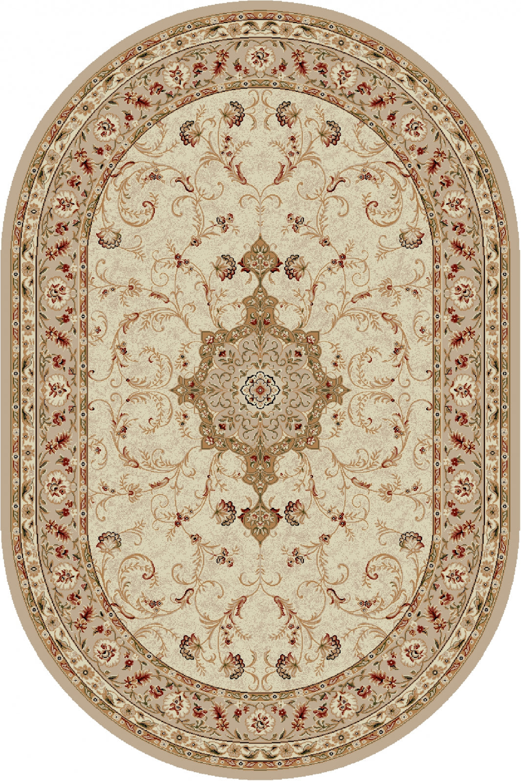 Covor clasic oval, culoare bej crem