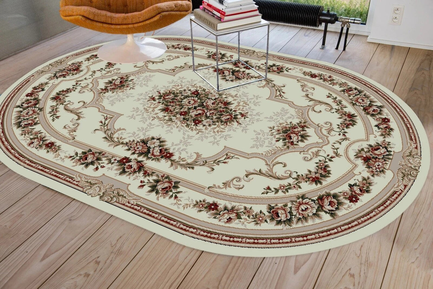 covor-clasic-oval-crem-bej-floral-living