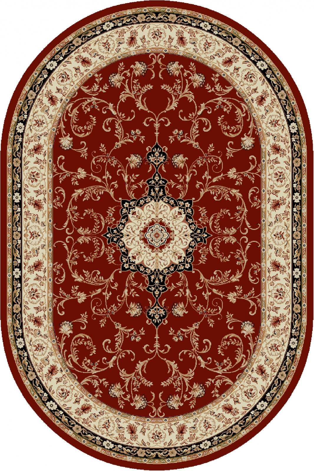 Covor clasic oval grena, ideal pentru living și dormitor