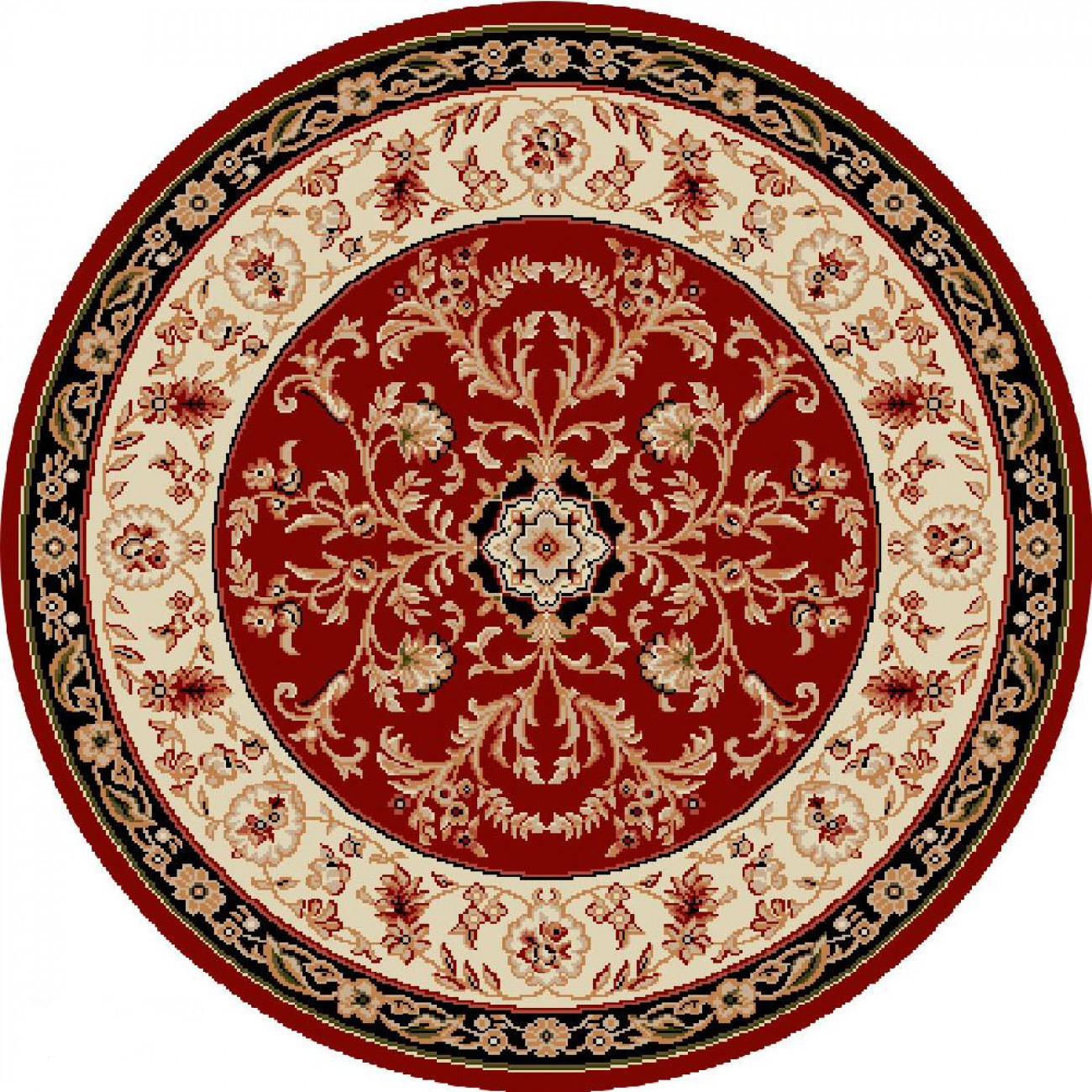 Covor clasic rotund grena cu model traditional, potrivit pentru living sau dormitor