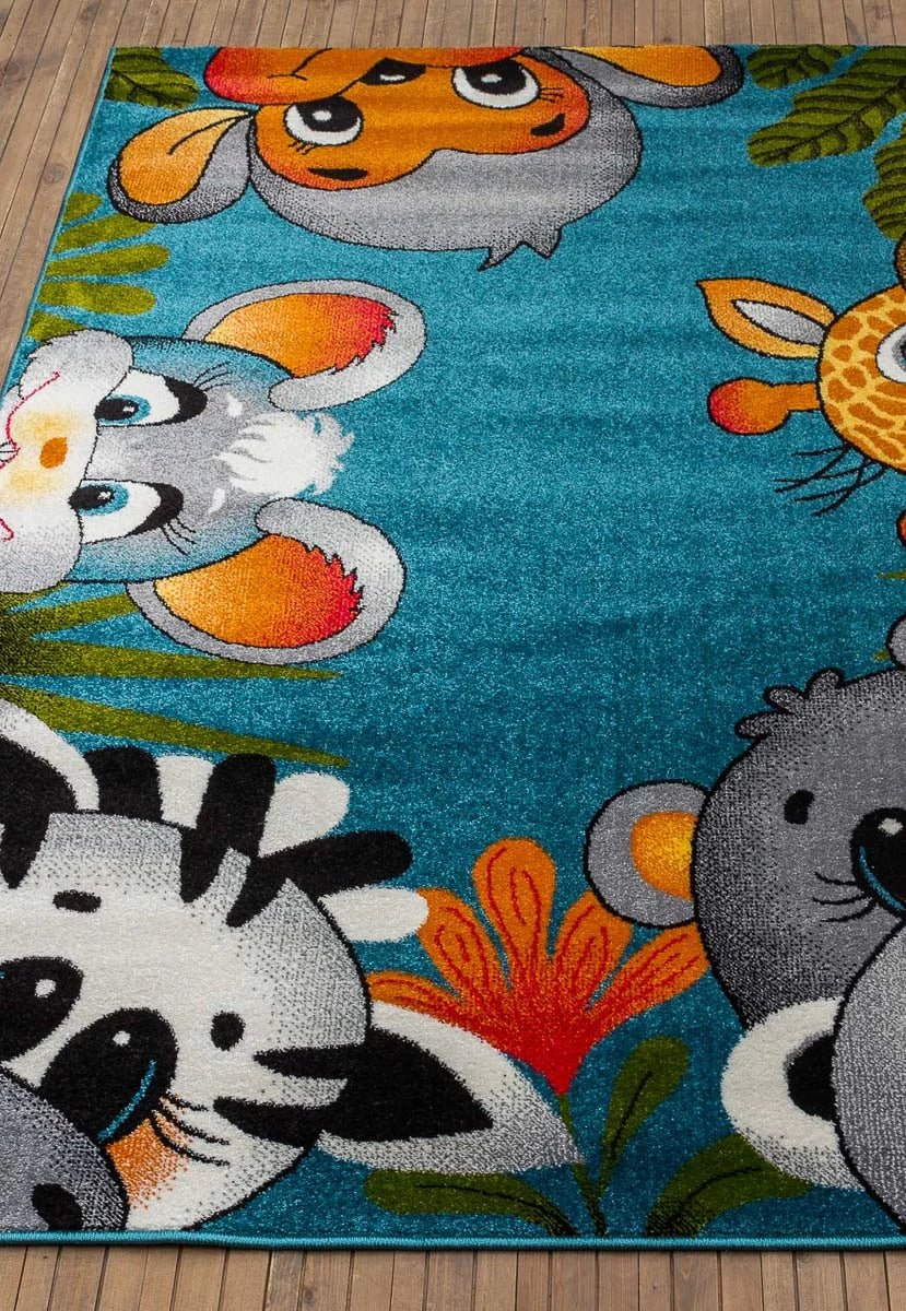 covor copii cu animale multicolor design vesel pentru decor si joaca