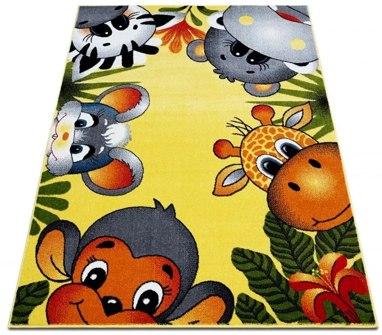 covor copii pentru joaca cu animale safari design colorat pentru camera copii