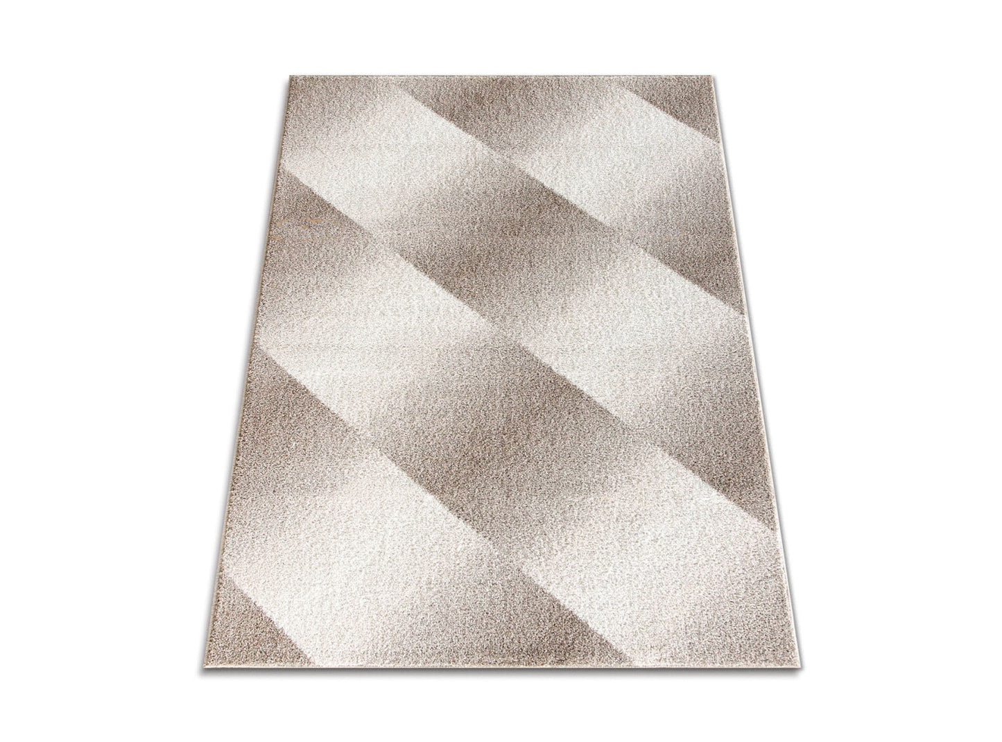 covor crem bej cu model geometric, vedere frontala