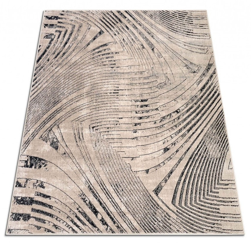 Covor crem gri modern stil minimalist, combinatie eleganta de bej si gri pentru decor contemporan