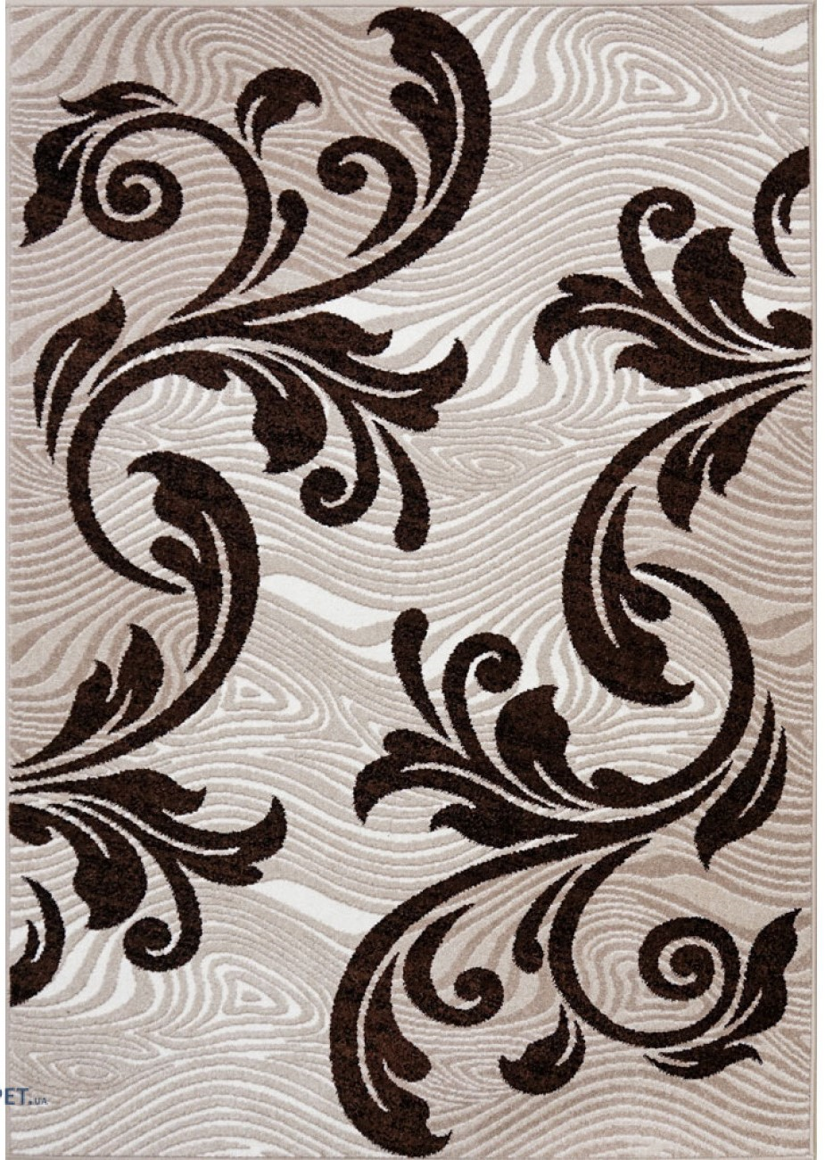 Covor crem maro cu model floral modern si design decorativ pentru living