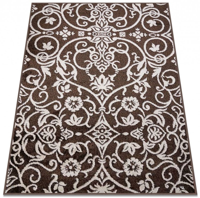 Covor crem maro modern cu design ornamental potrivit pentru living