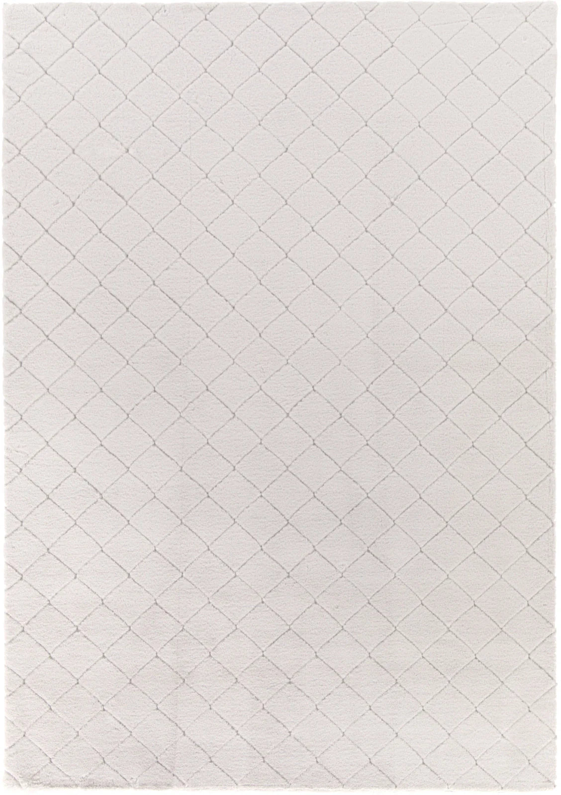 Covor crem model grofat, textura eleganta si fina, ideal pentru living sau dormitor modern