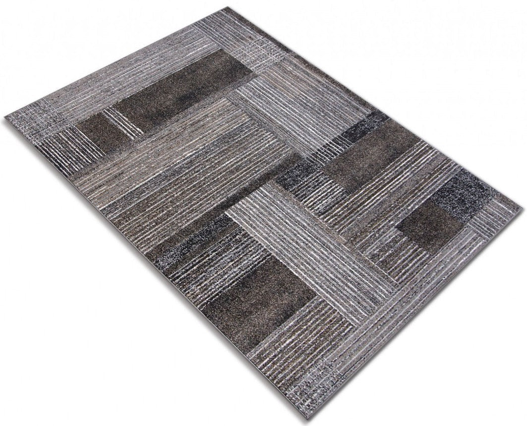 Covor geometric modern gri pentru living, potrivit pentru decoruri minimaliste si contemporane