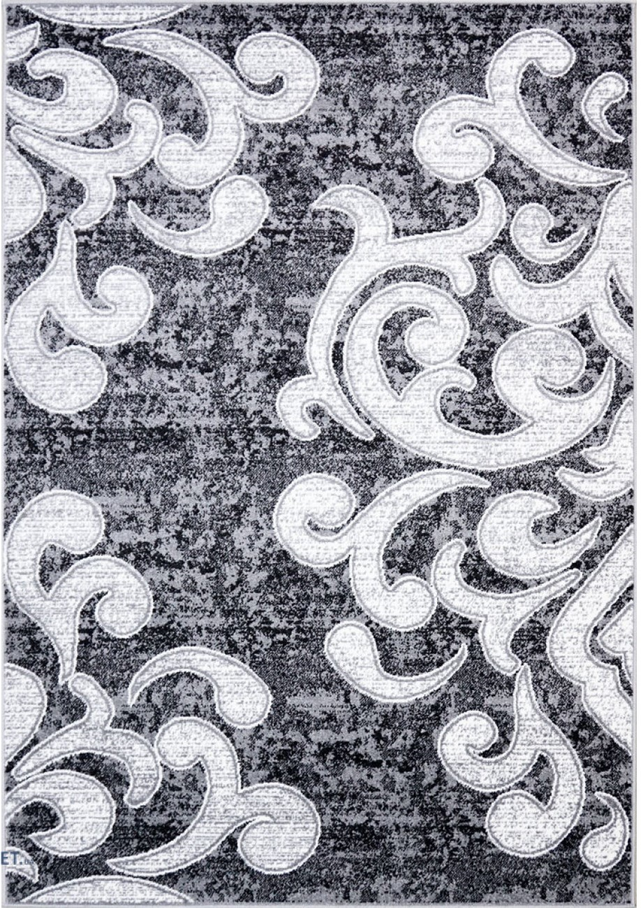 Covor gri alb modern cu design ornamental pentru living