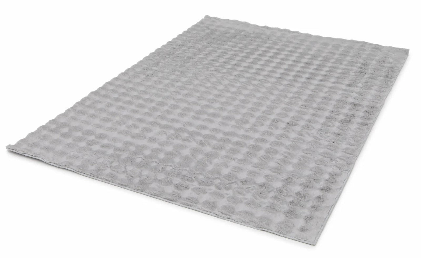 Covor gri cu efect 3D si baza antiderapanta, stabil si sigur pe orice tip de podea