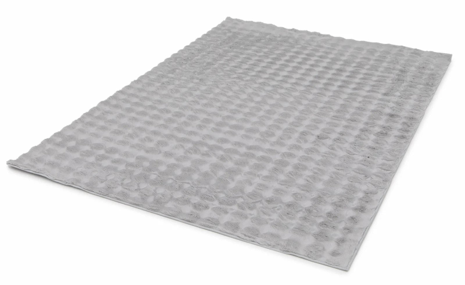 Covor gri cu efect 3D si baza antiderapanta, stabil si sigur pe orice tip de podea