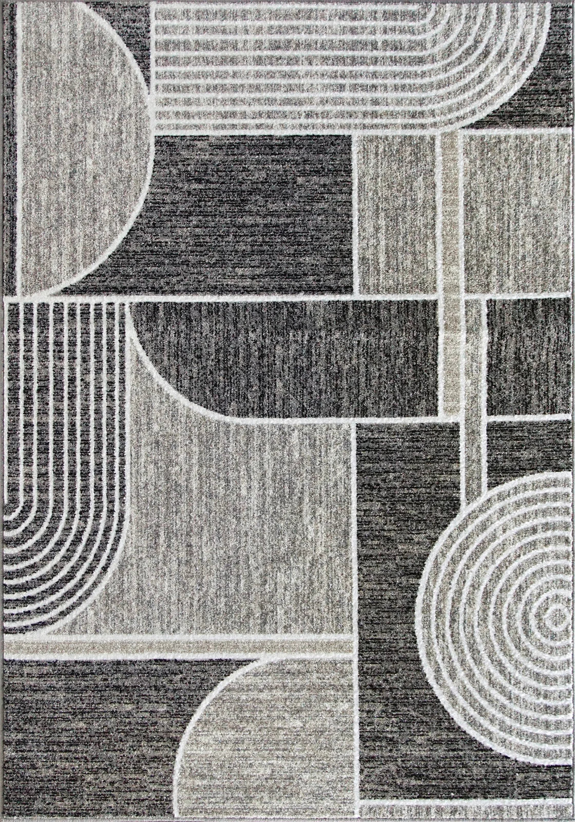 covor gri modern cu model geometric abstract
