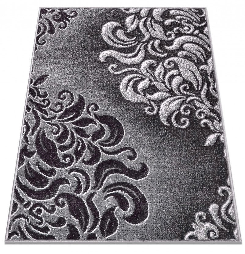 Covor gri antracit cu design ornamental prezentare verticala a produsului