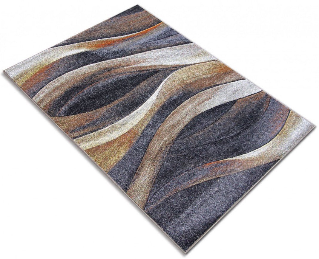 Covor living abstract modern gri, potrivit pentru decoruri elegante si minimaliste