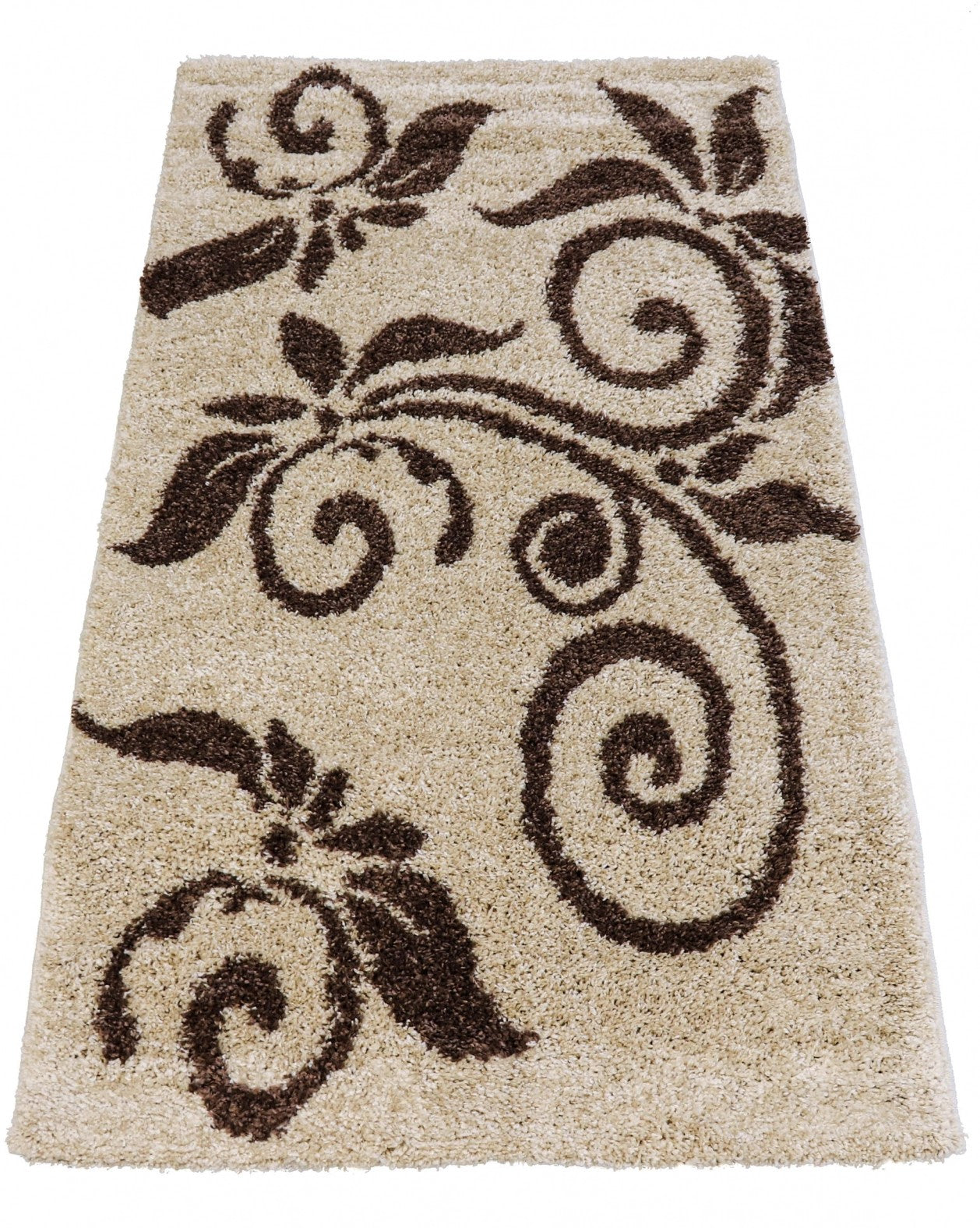 covor living crem maro model floral modern covor moale si confortabil pentru casa
